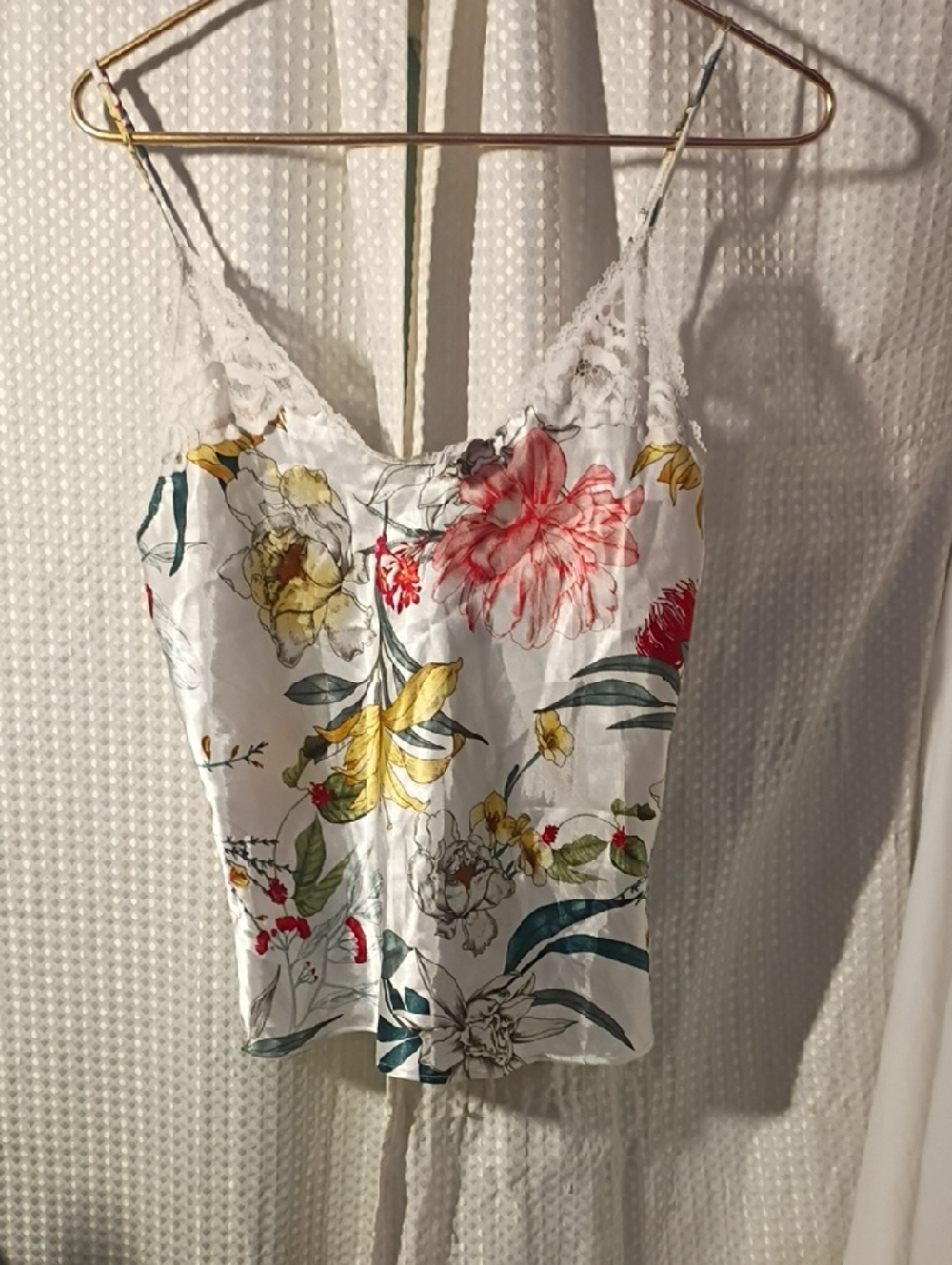White Floral Lace-Trim Camisole